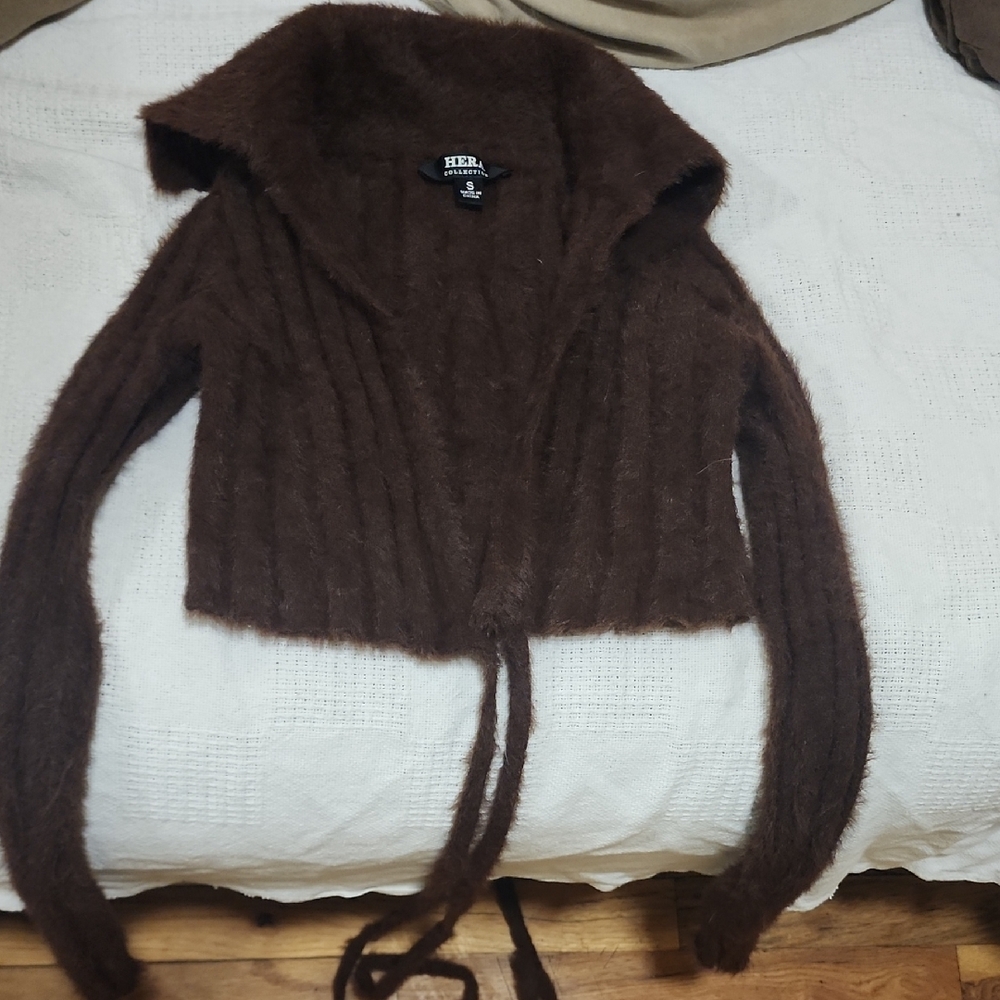 Brown Fuzzy Knit Cardigan